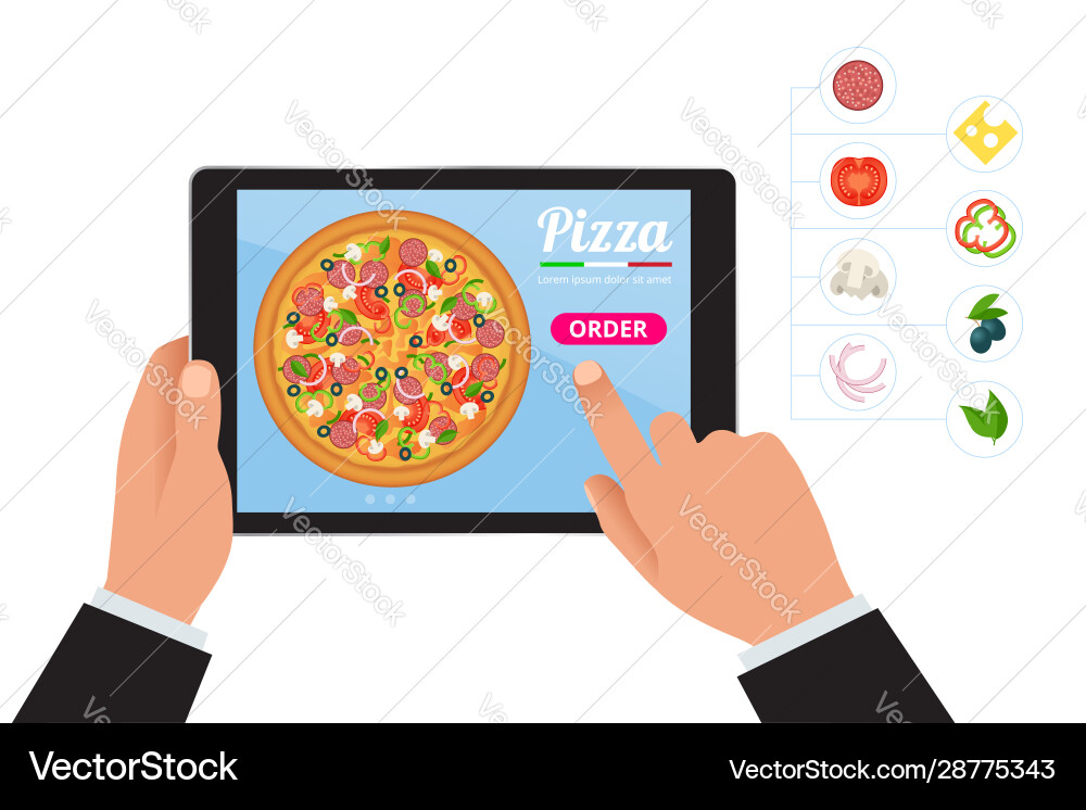 Isometrische Online-Pizza bestellen mobile App Vorlagen Isometrische Online-Pizza bestellen mobile App Vorlagen vektorbild