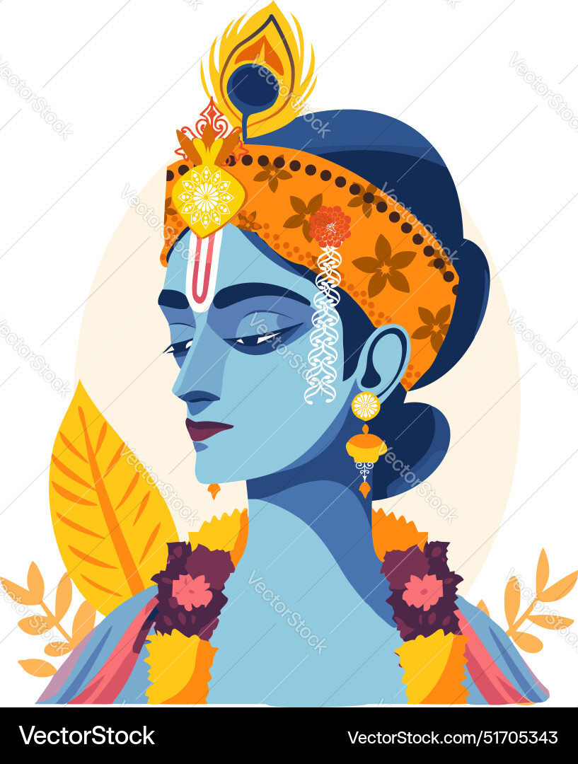 Lord krishna flat Lord krishna flat vector image