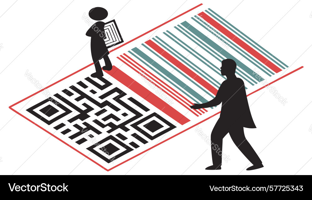 Person scanning qr code for digital interaction vector image