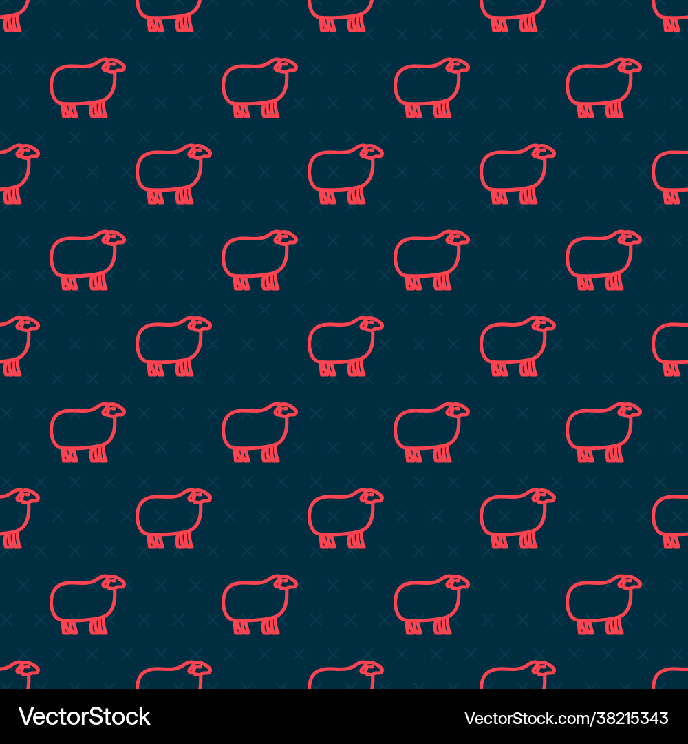 Red line sheep icon isolated seamless pattern Red line sheep icon isolated seamless pattern Vector Image