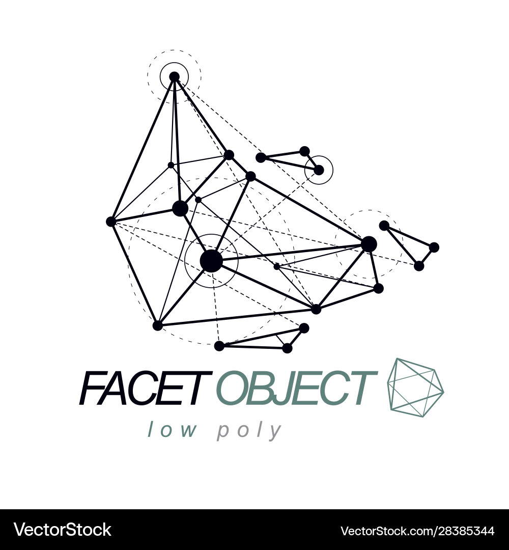 Abstract 3d mesh object technology low poly Abstract 3d mesh object technology low poly Vector Image
