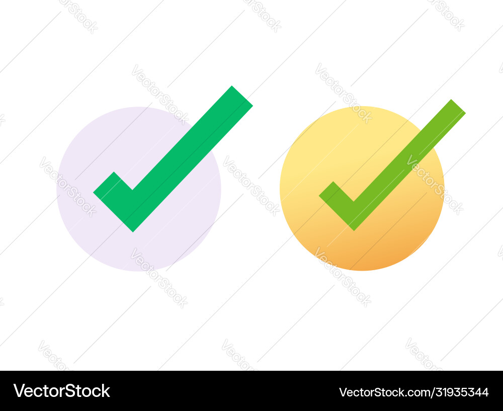 Check mark or tick checkbox icon and checkmark Vector Image
