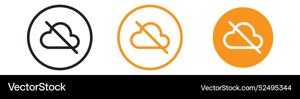 Cloud sync disable icon set data synchronization Cloud sync disable icon set data synchronization vector image