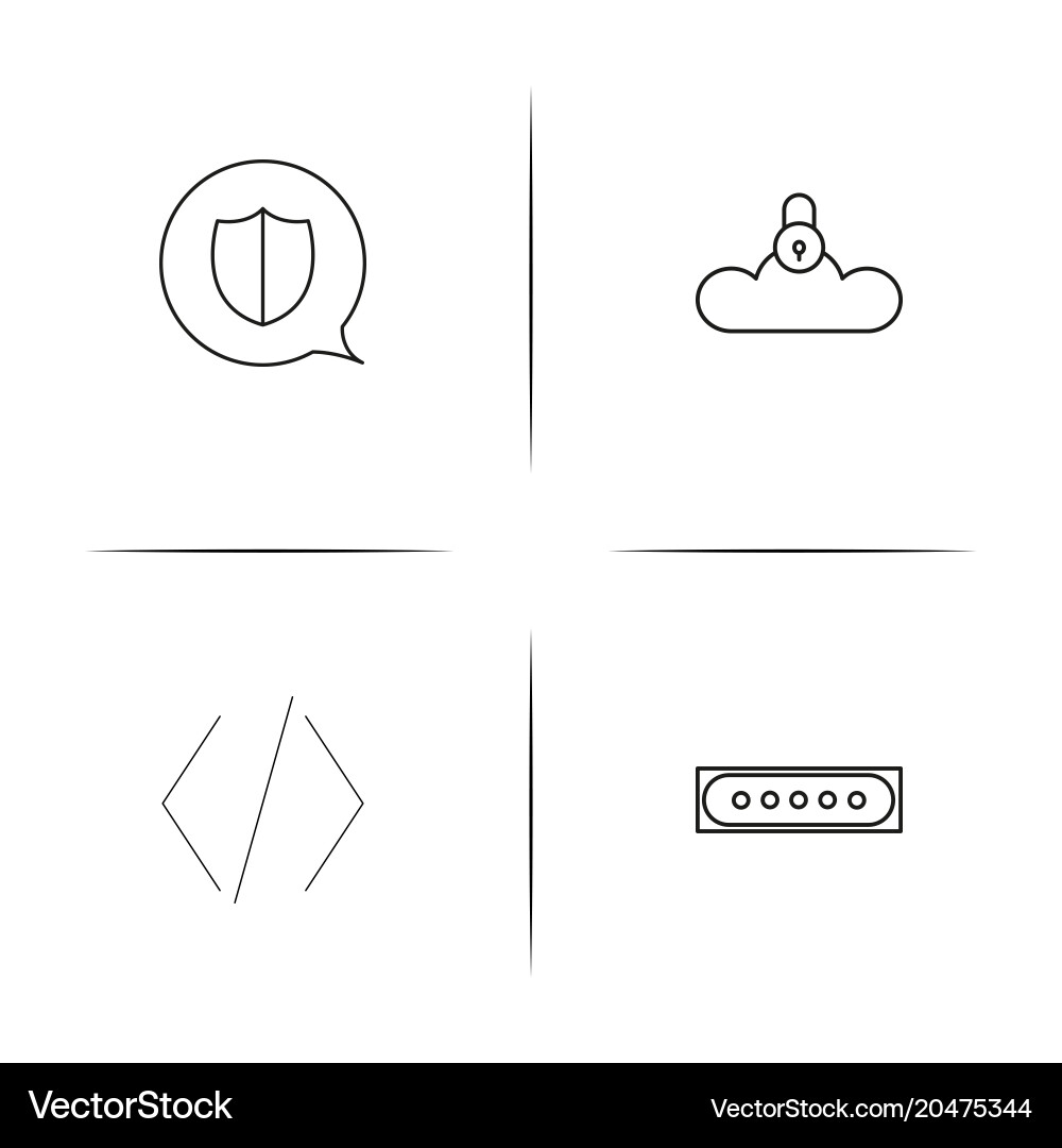 Cyber security simple linear icons set outlined Vector Image