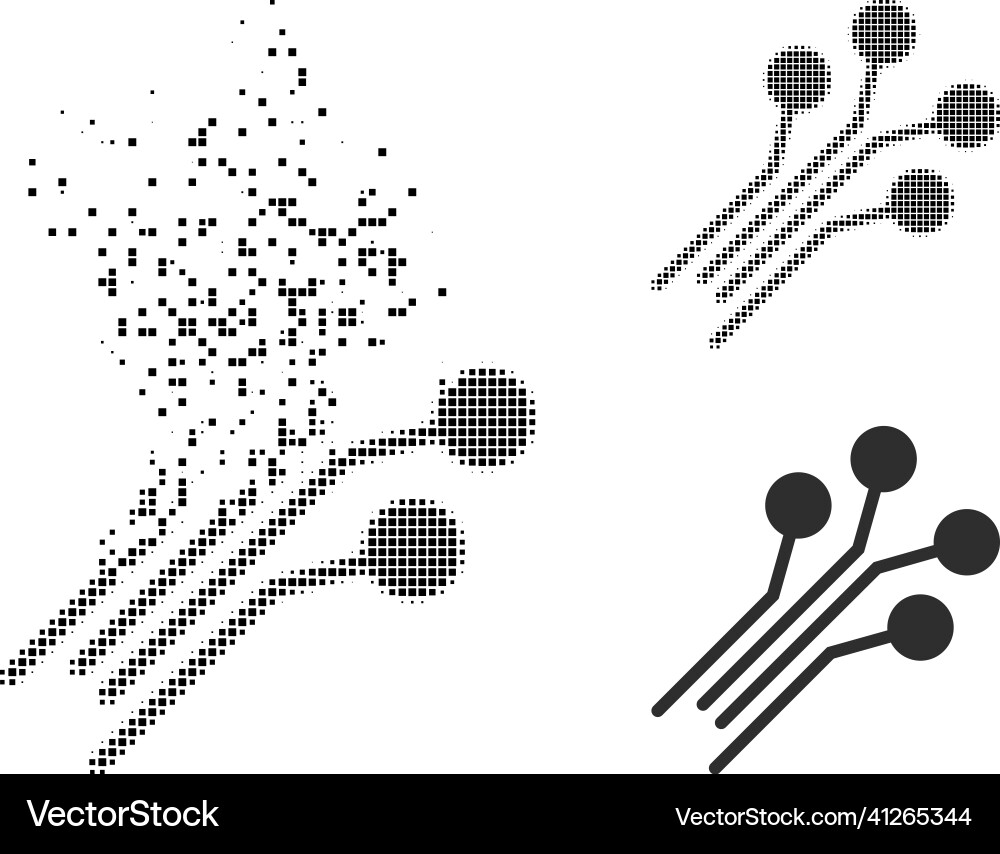 Decomposed pixelated and original circuit Decomposed pixelated and original circuit Vector Image