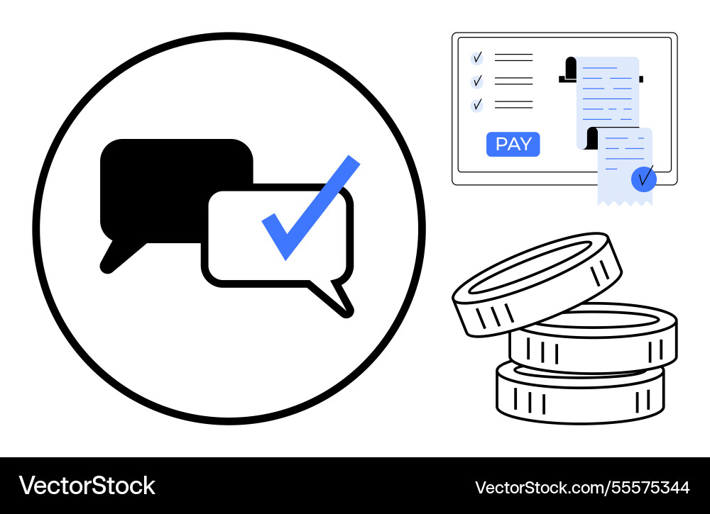 Digital payment confirmation with messaging Digital payment confirmation with messaging vector image