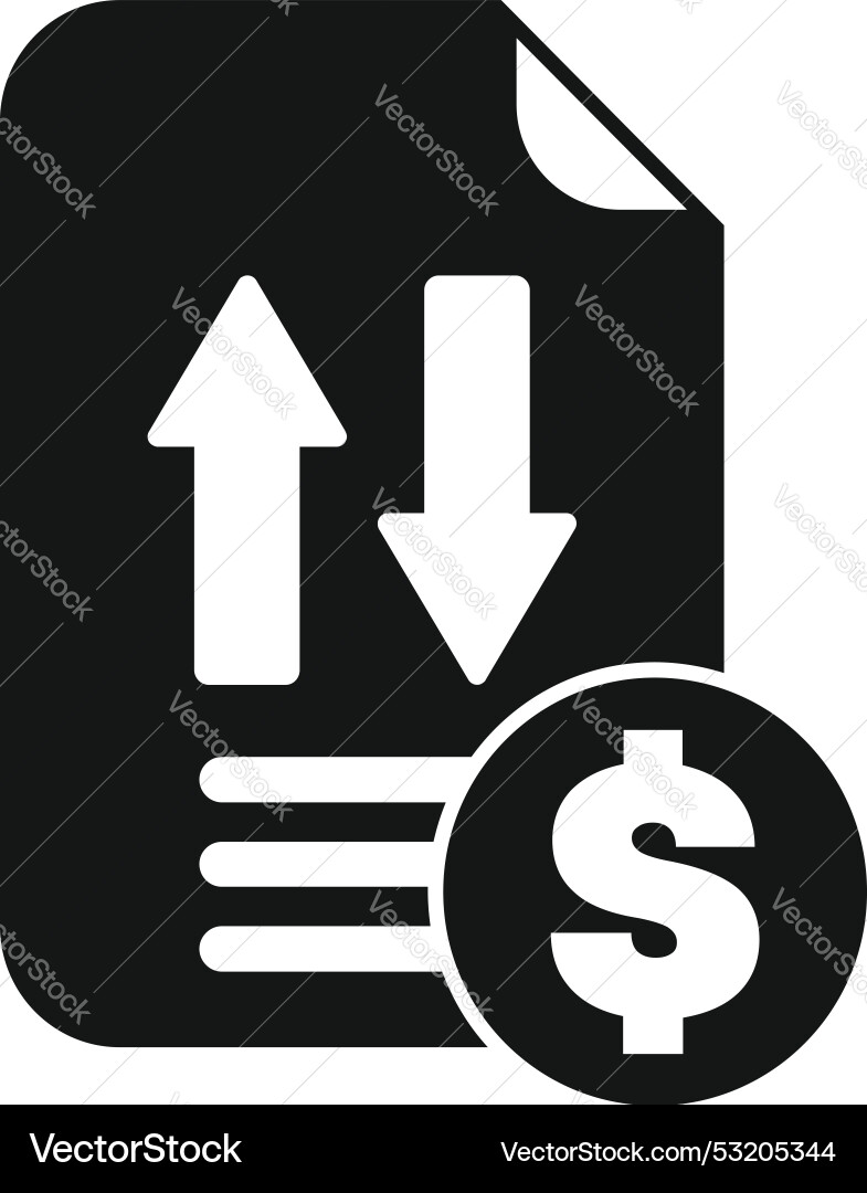 Dollar coin near document with up and down arrows Vector Image
