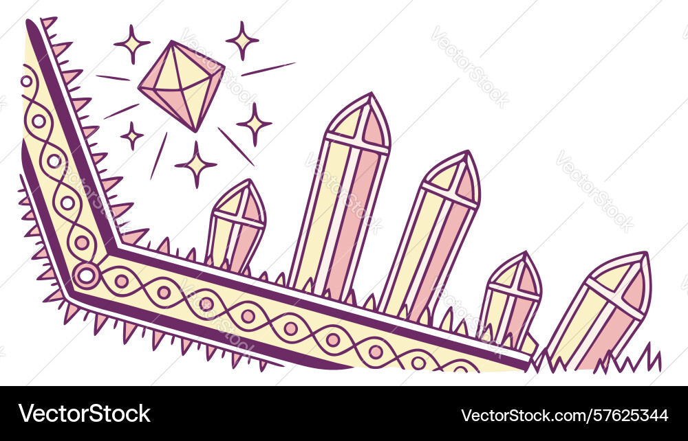 Dynamic crystal cluster with abstract swirl vector image