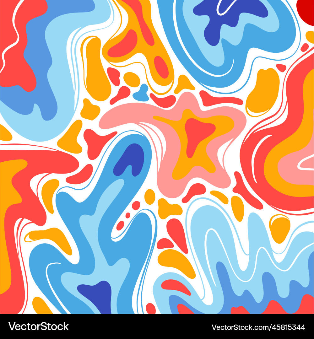 Ebru design flat abstract organic shapes vector image