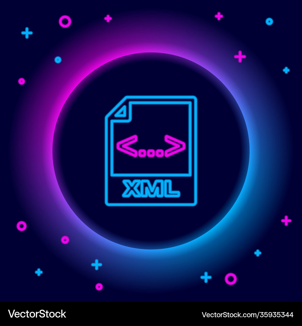 Glowing neon line xml file document download Glowing neon line xml file document download Vector Image