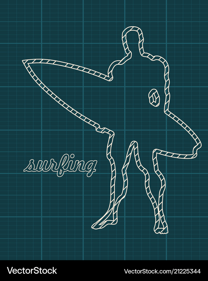 Man standing with surfboard Man standing with surfboard Vector Image