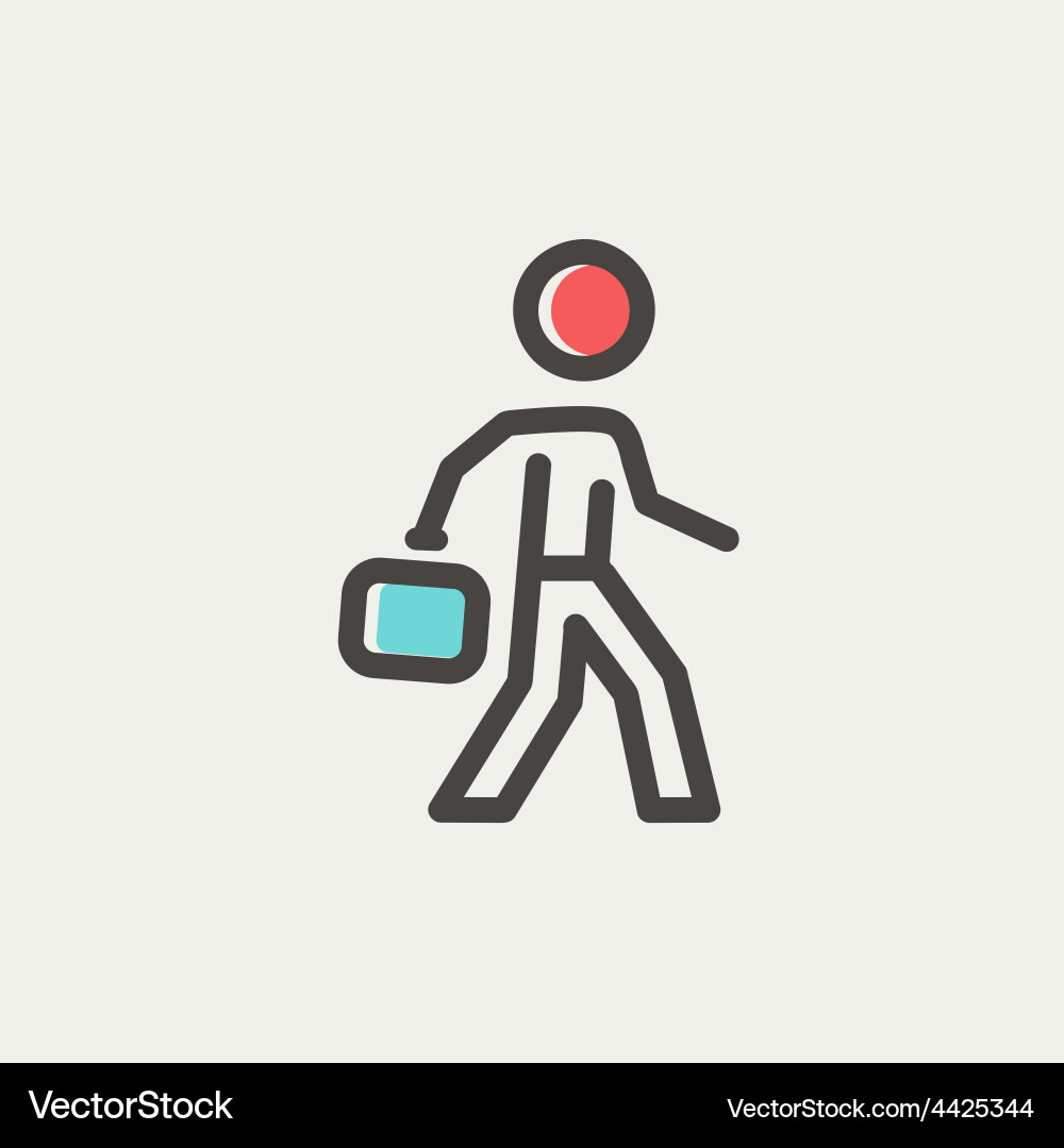 Man walking with briefcase thin line icon Vector Image
