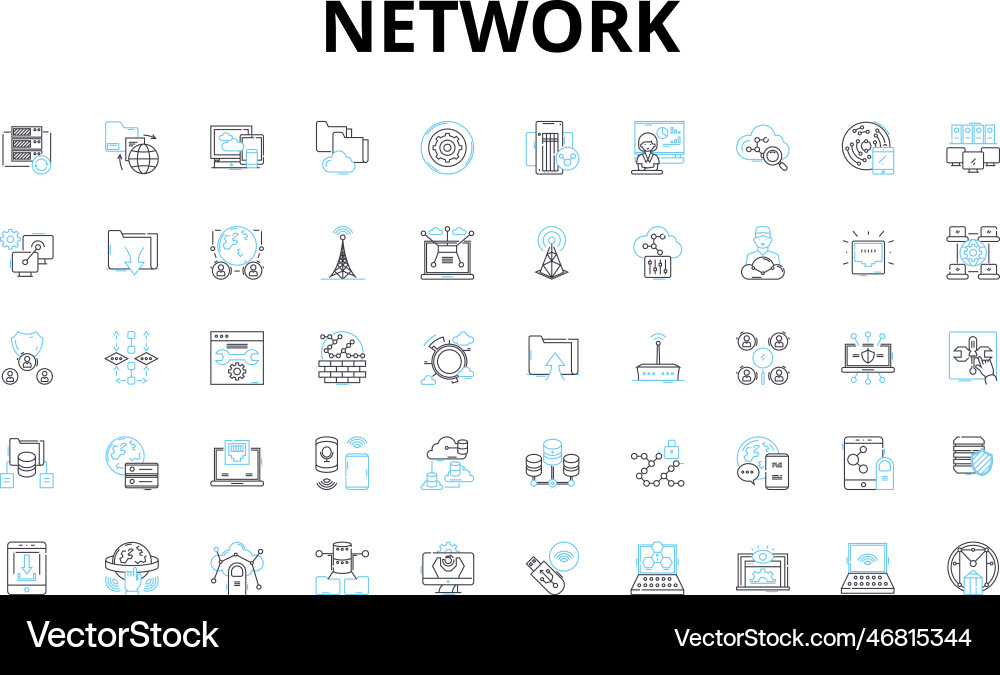 Network linear icons set connectivity Network linear icons set connectivity Vector Image