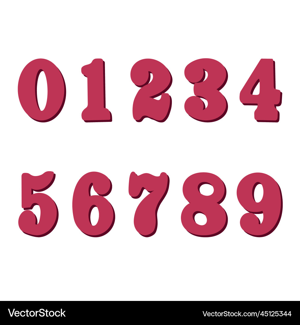 Numbers from zero to 9 Numbers from zero to 9 Vector Image