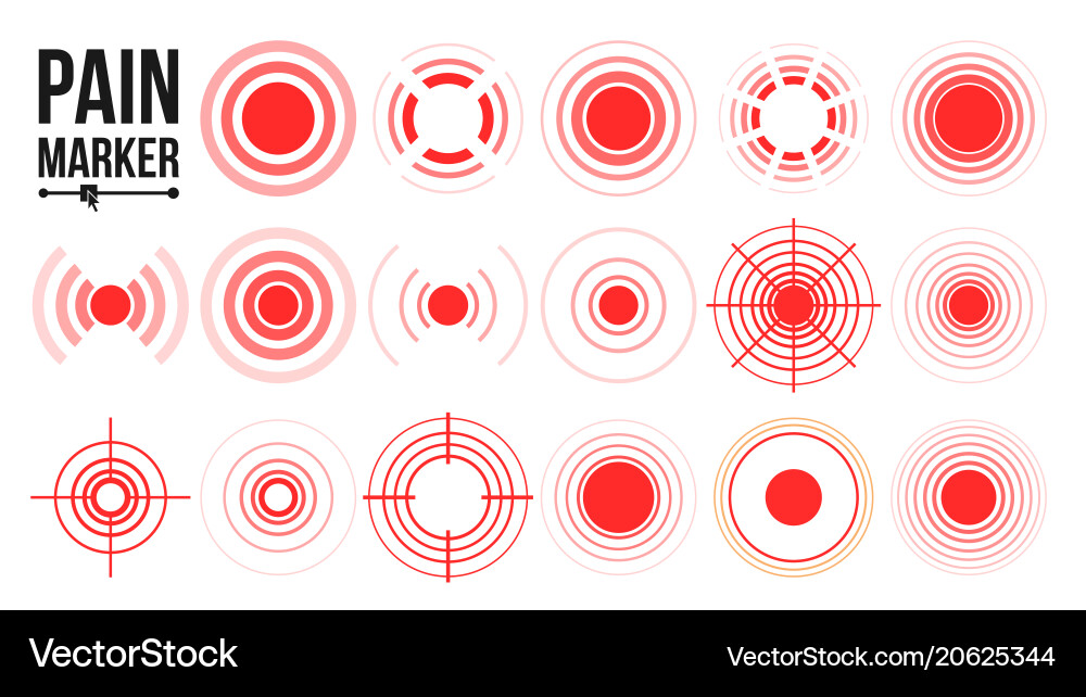 Pain icon red rings circle isolated vector image