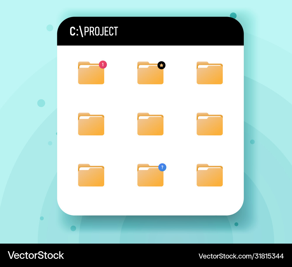 Project folder on hard disk organization Project folder on hard disk organization Vector Image