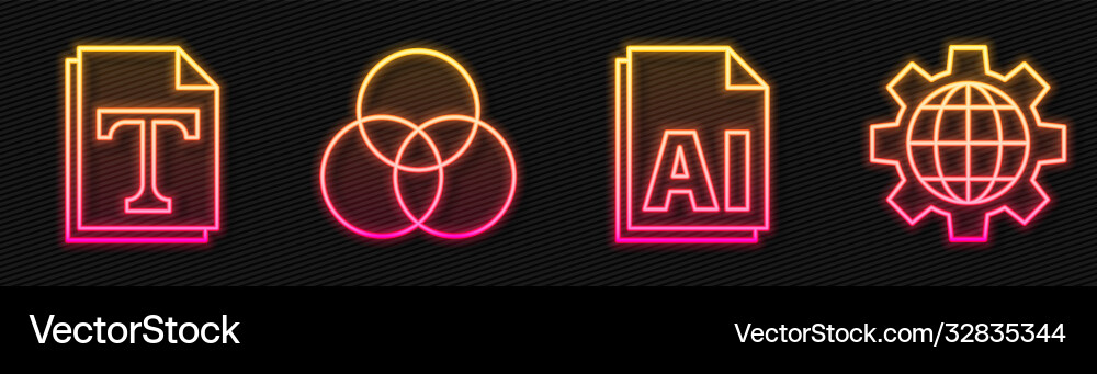 Set line ai file document text rgb Vector Image