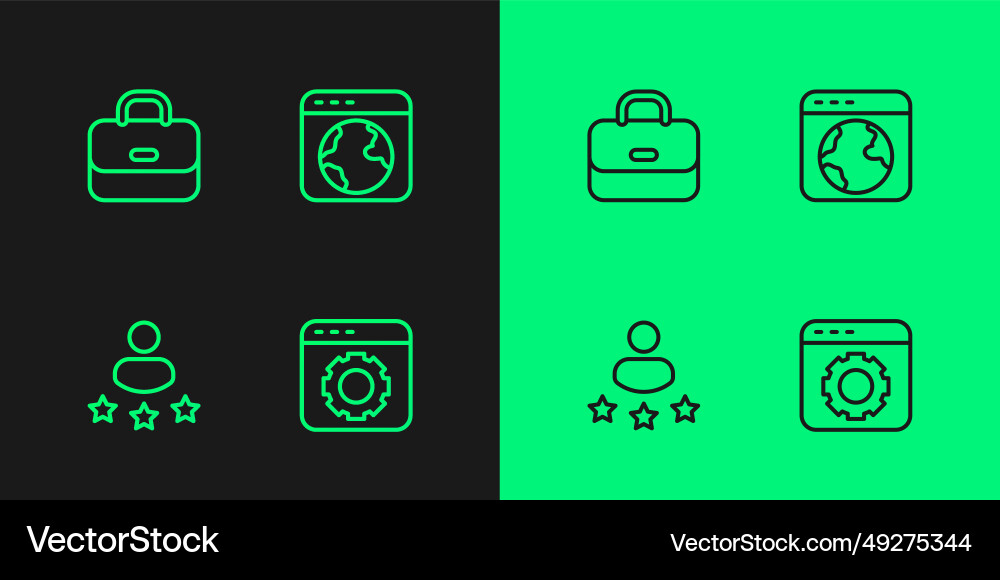Set line browser setting consumer product rating Vector Image