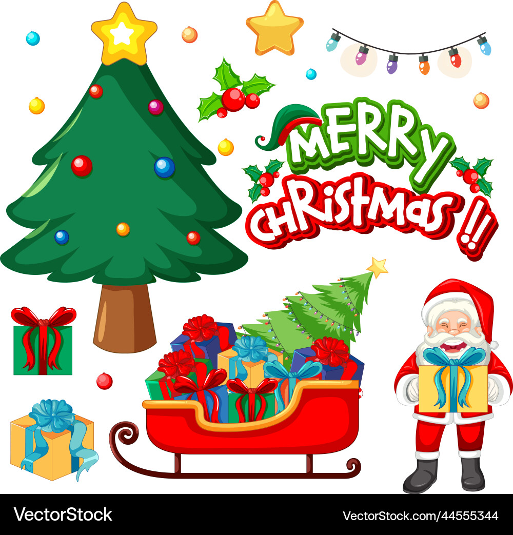 Set of christmas elements and objects Vector Image