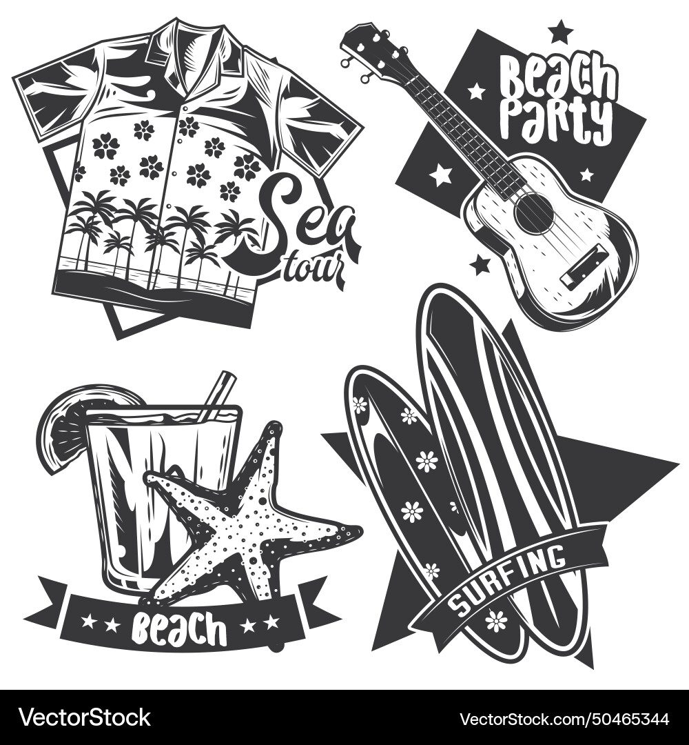 Set of surfing elements for creating your own Vector Image
