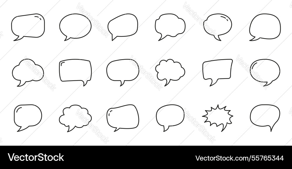 Speech bubble line icon set chat dialogue Speech bubble line icon set chat dialogue vector image