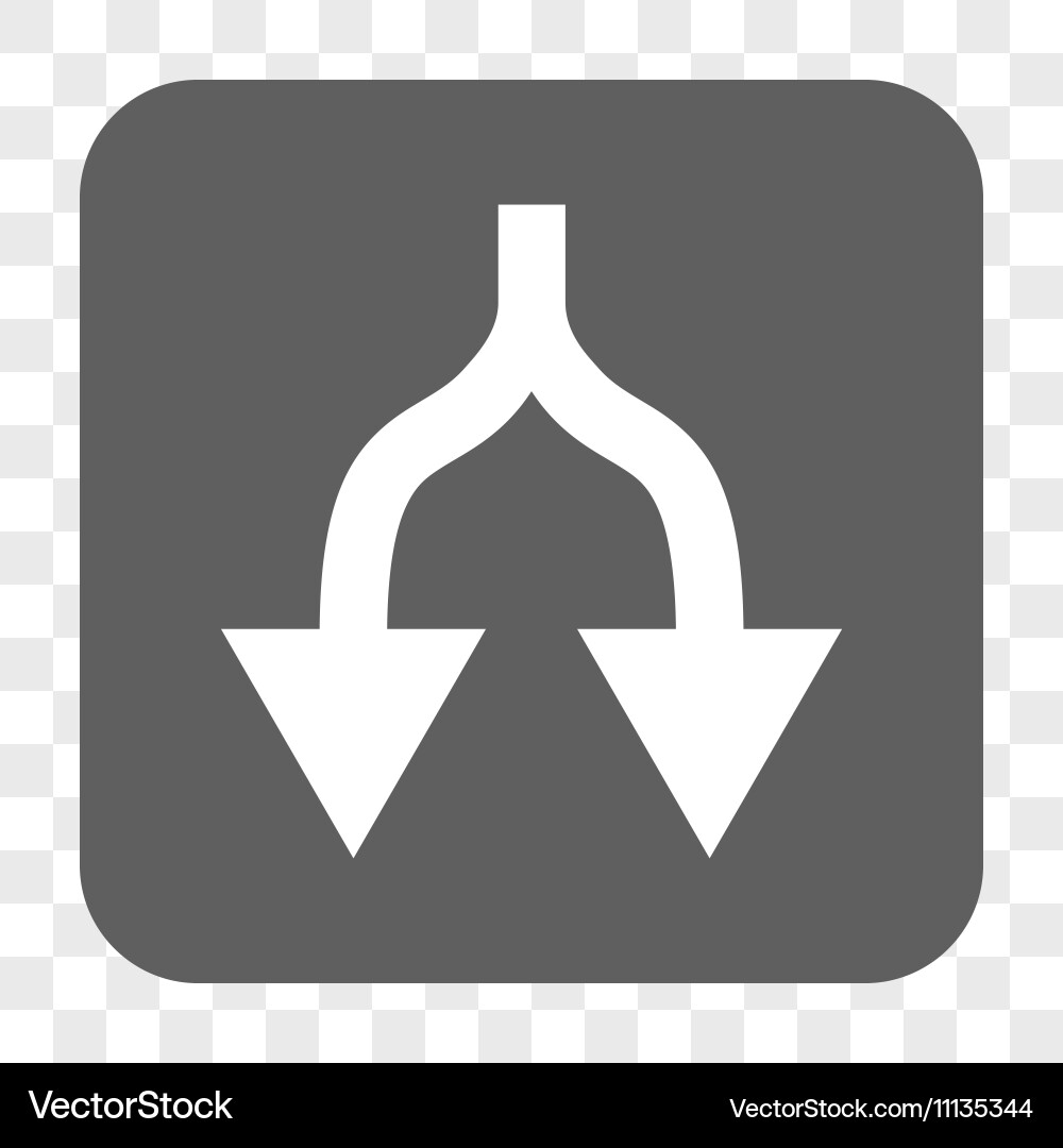 Split arrows down rounded square button Vector Image