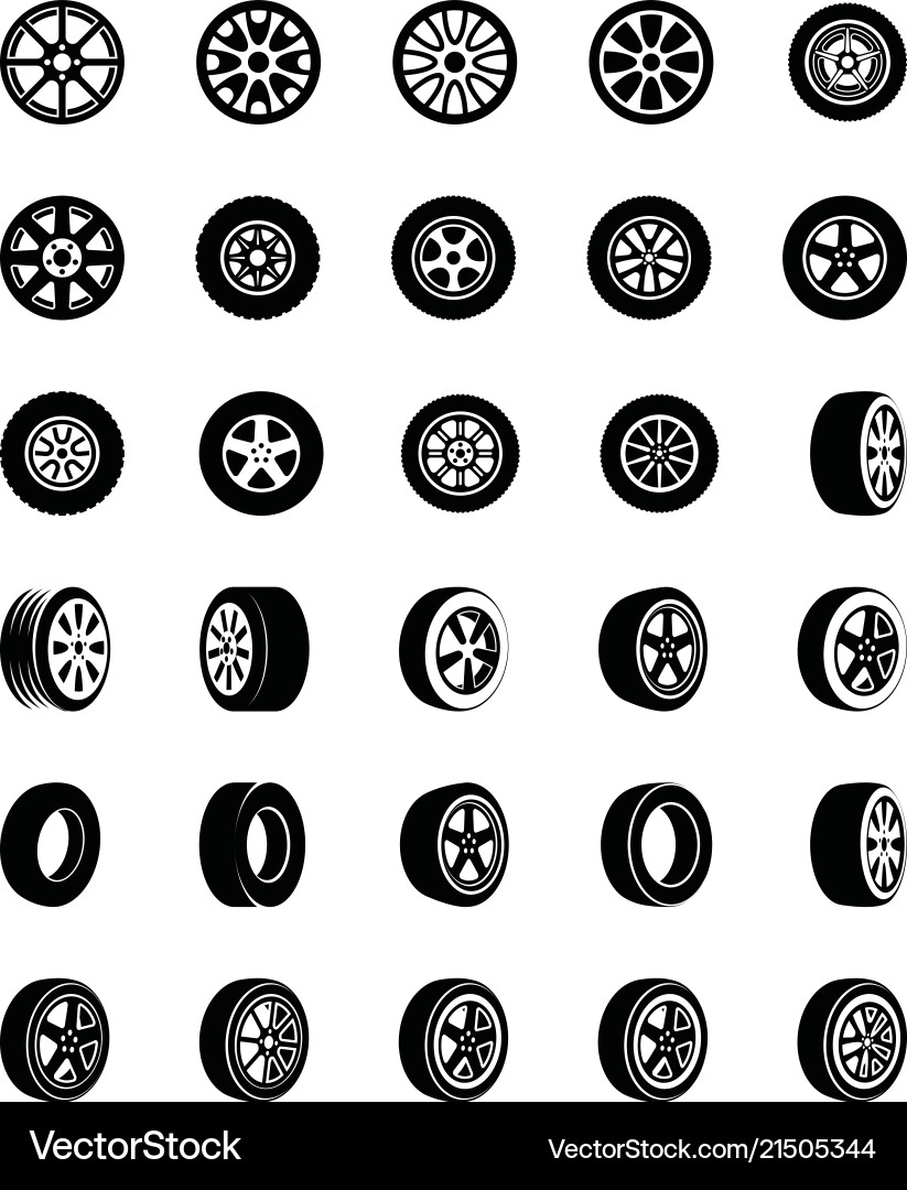 Tire Icon Set Vector Image