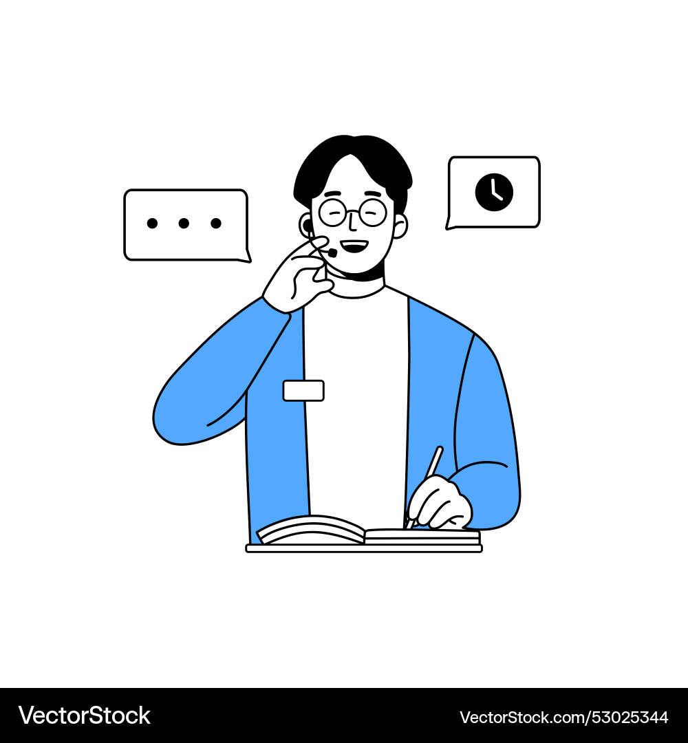 Worker of call center communicates with clients Worker of call center communicates with clients vector image