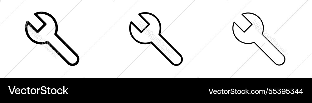 Wrench icons in three different stroke lines vector image