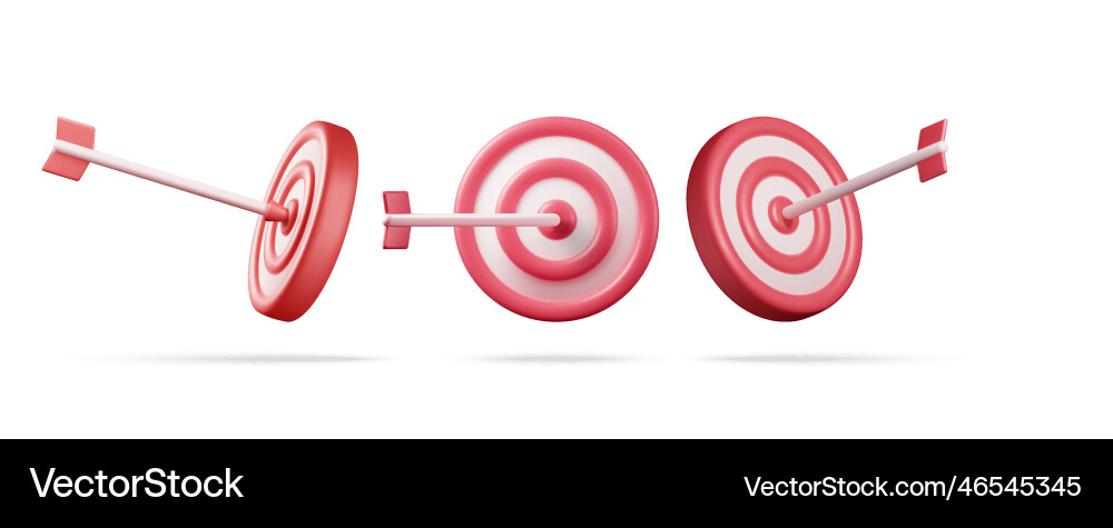 3d set of target with arrow in center icons Vector Image
