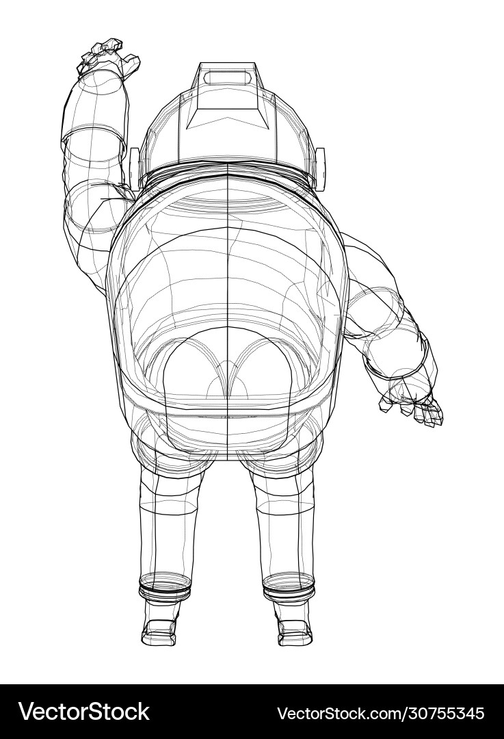 Astronaut Wireframe Concept Rendering vector image
