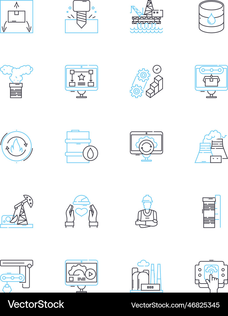 Automated industry linear icons set robotics Automated industry linear icons set robotics Vector Image