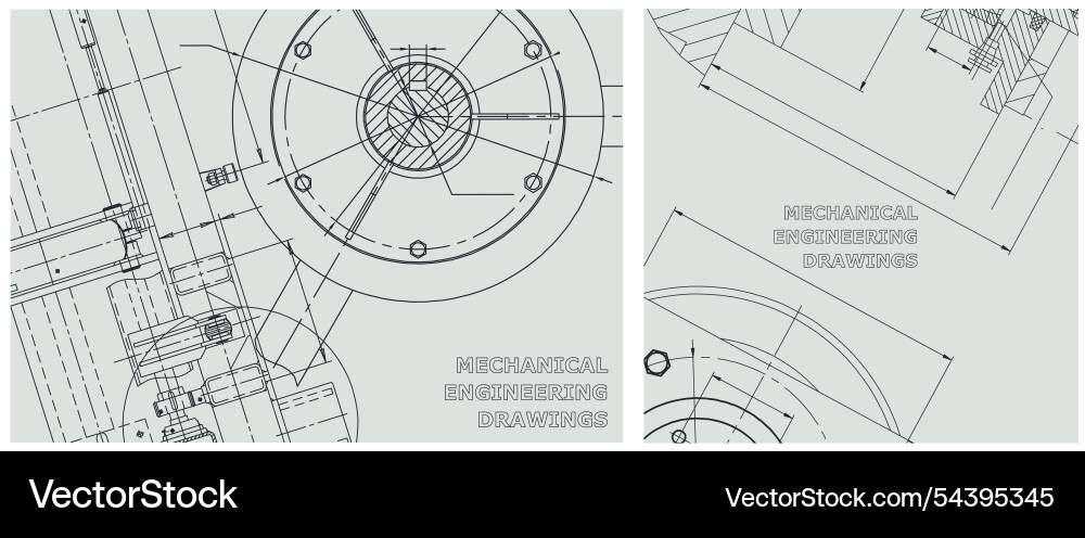 Blueprint set engine line drawing Blueprint set engine line drawing vector image