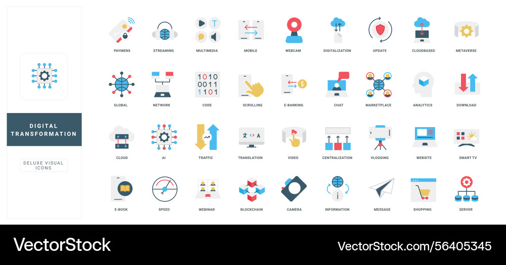 Digital transformation of data global network Digital transformation of data global network vector image