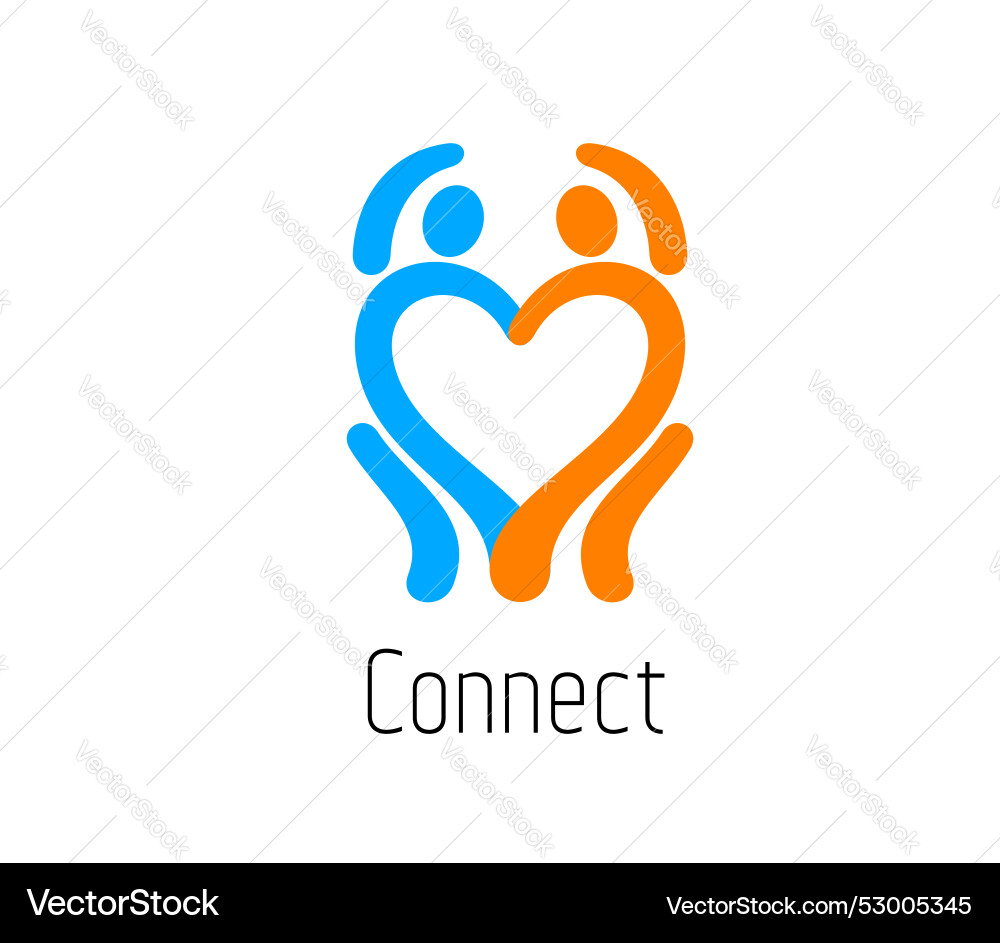 Family connect and people together heart icon Family connect and people together heart icon vector image