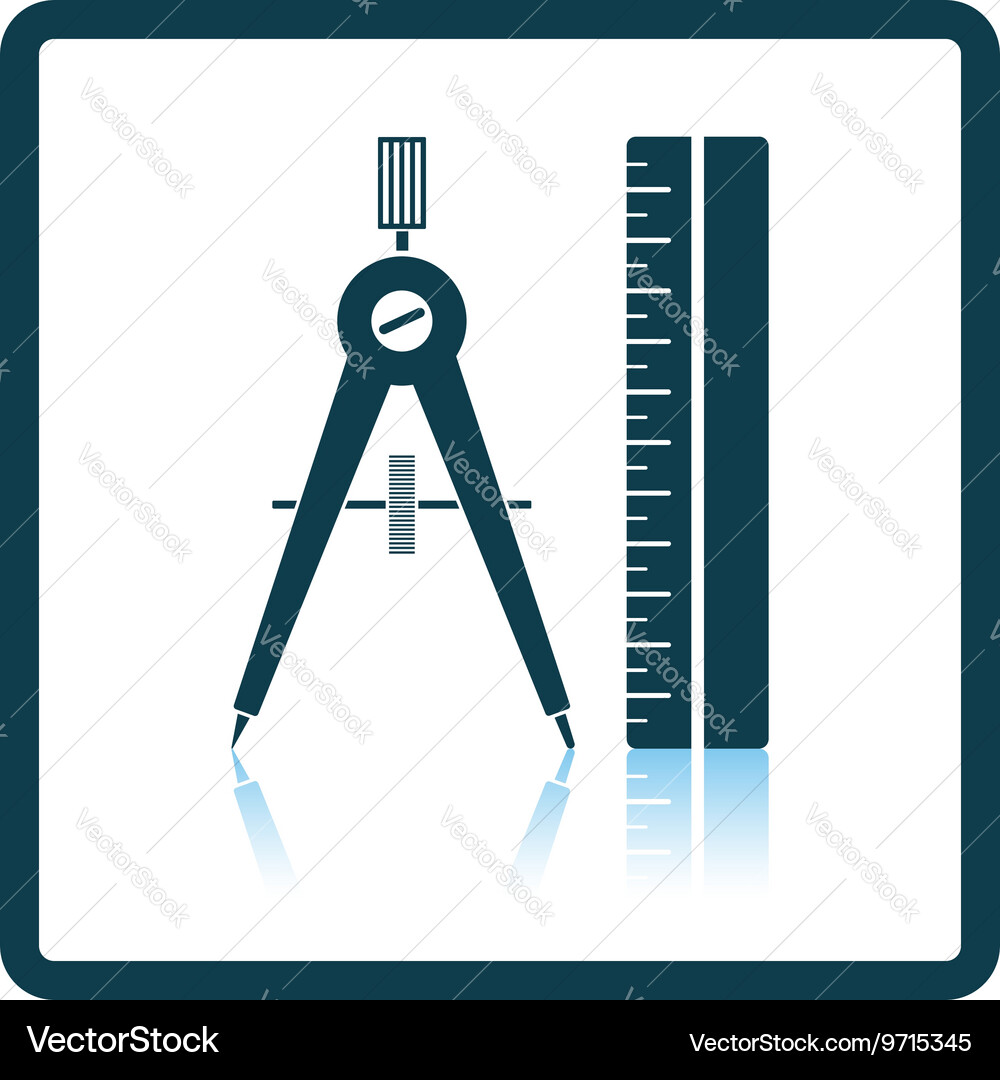 Flat design icon of compasses and scale iin ui vector image