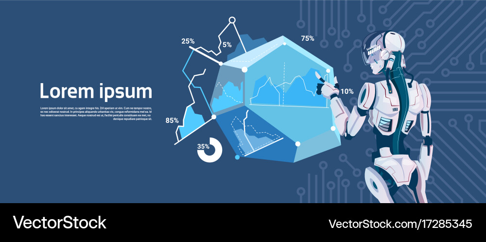 Modern robot hold loading graphic diagram Vector Image