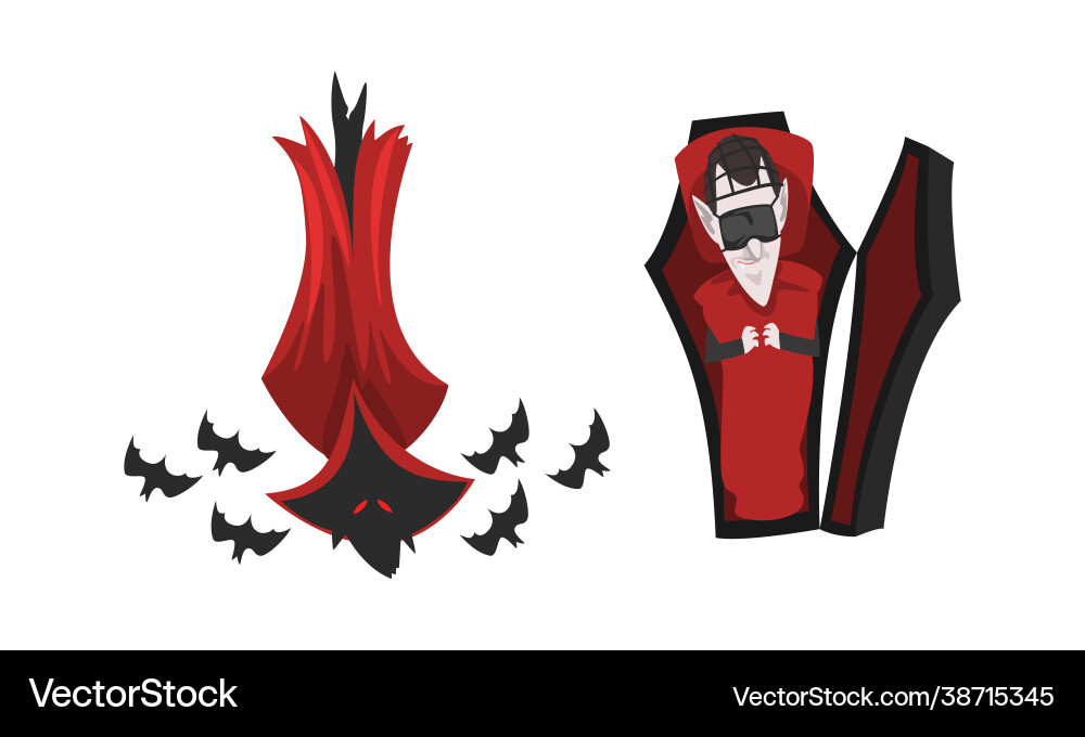 Scary vampire set count dracula character Vector Image