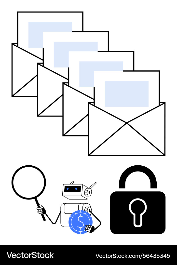 Secure email process with privacy measures Vector Image