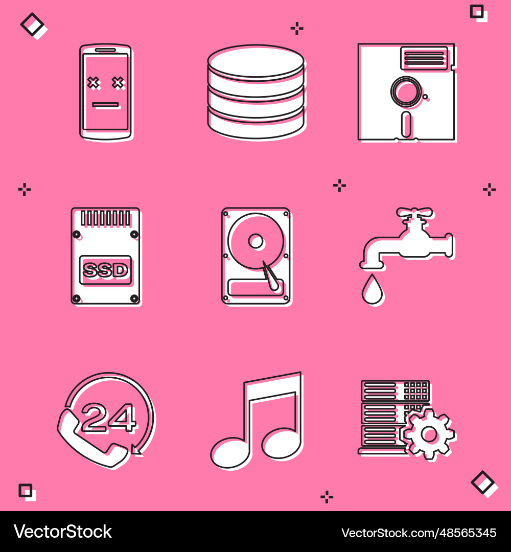 Set dead mobile database floppy disk in the 525 vector image