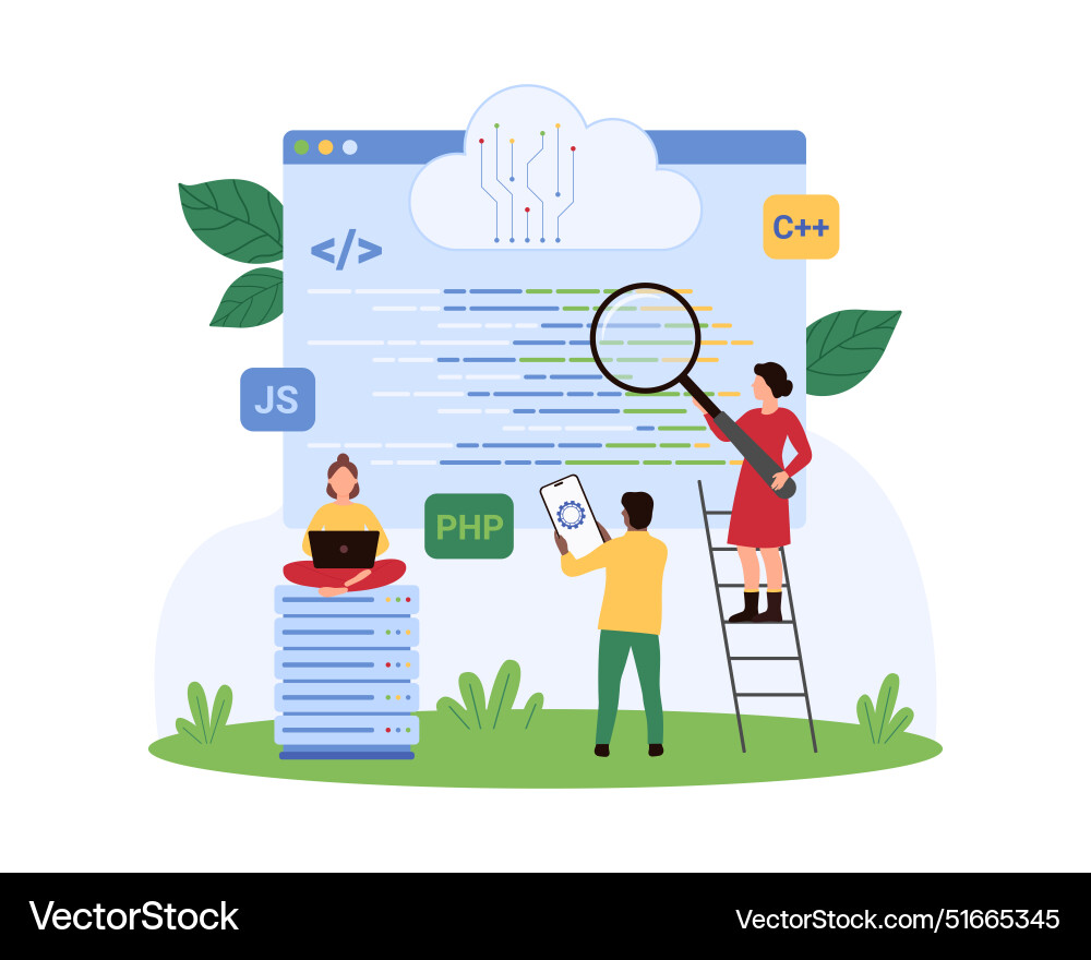 Software code research and optimization digital Software code research and optimization digital vector image