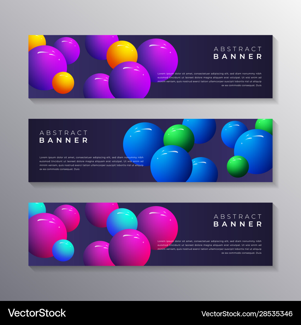 Abstract banner template set dynamic 3d sphere Abstract banner template set dynamic 3d sphere Vector Image
