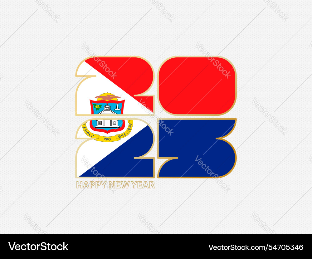 Abstract numbers 2025 with flag of sint maarten vector image