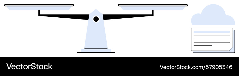 Balanced scale with abstract document and cloud vector image
