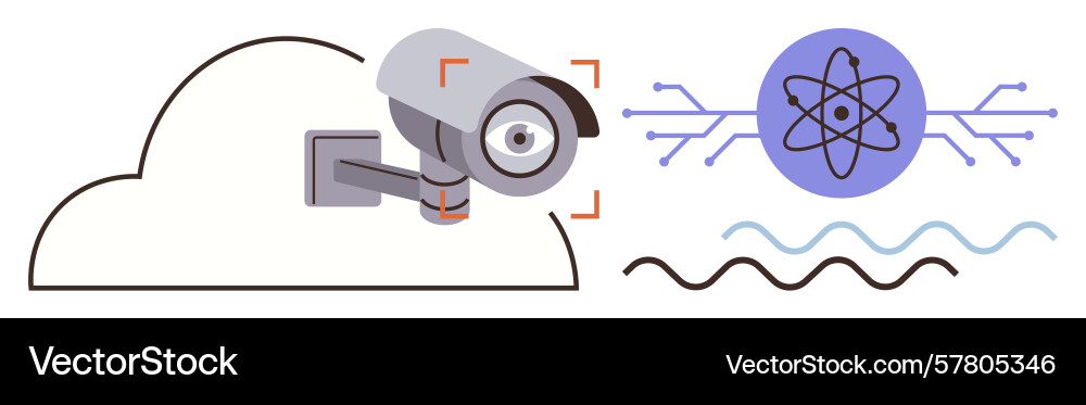 Cloud-based surveillance integrating ai and data vector image