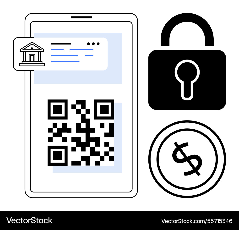 Digital qr code payment system with security lock Digital qr code payment system with security lock vector image