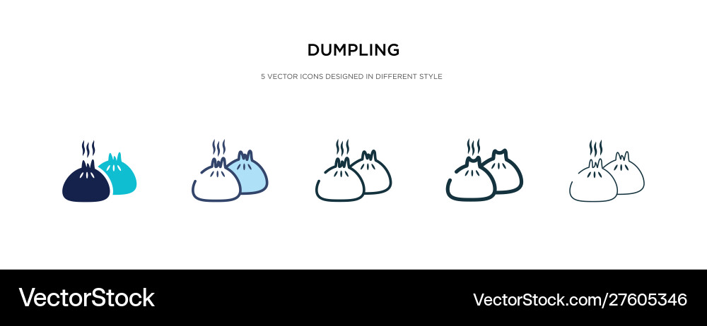 Dumpling icon in different style two colored Vector Image
