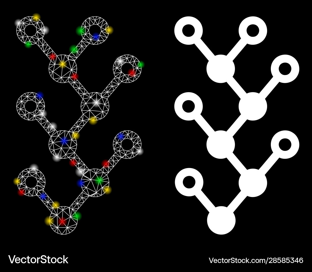 Flare mesh network binary tree icon with Flare mesh network binary tree icon with Vector Image