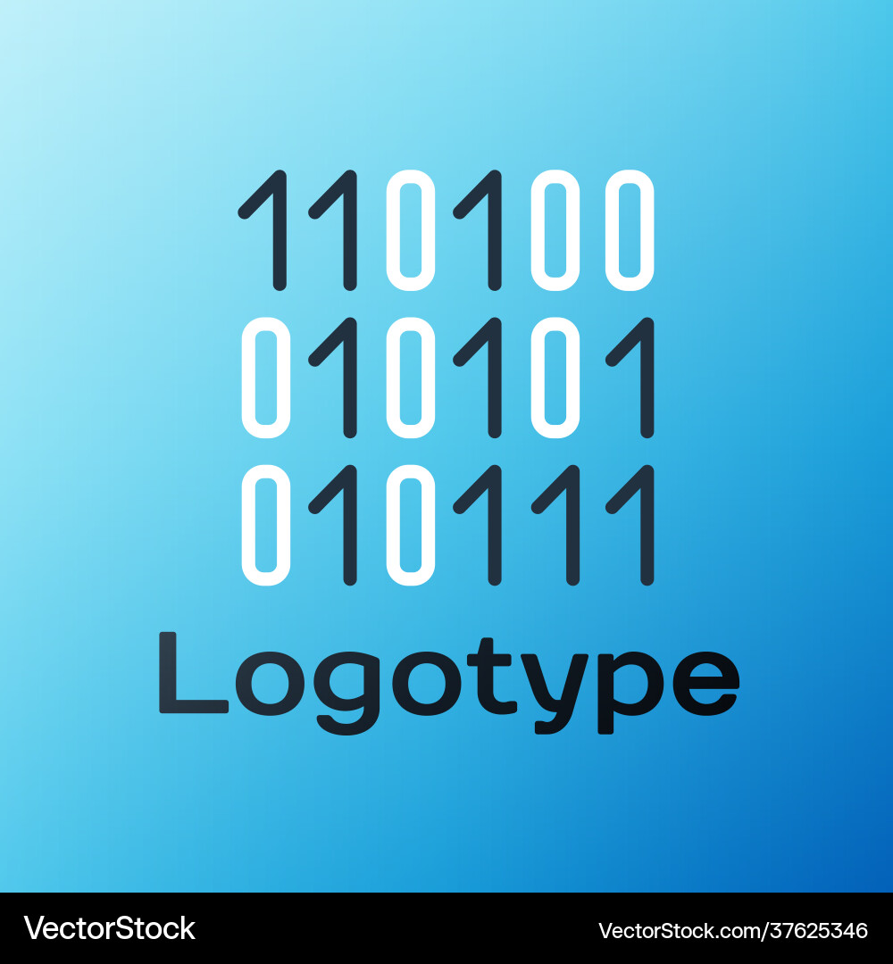 Line binary code icon isolated on blue background Line binary code icon isolated on blue background Vector Image