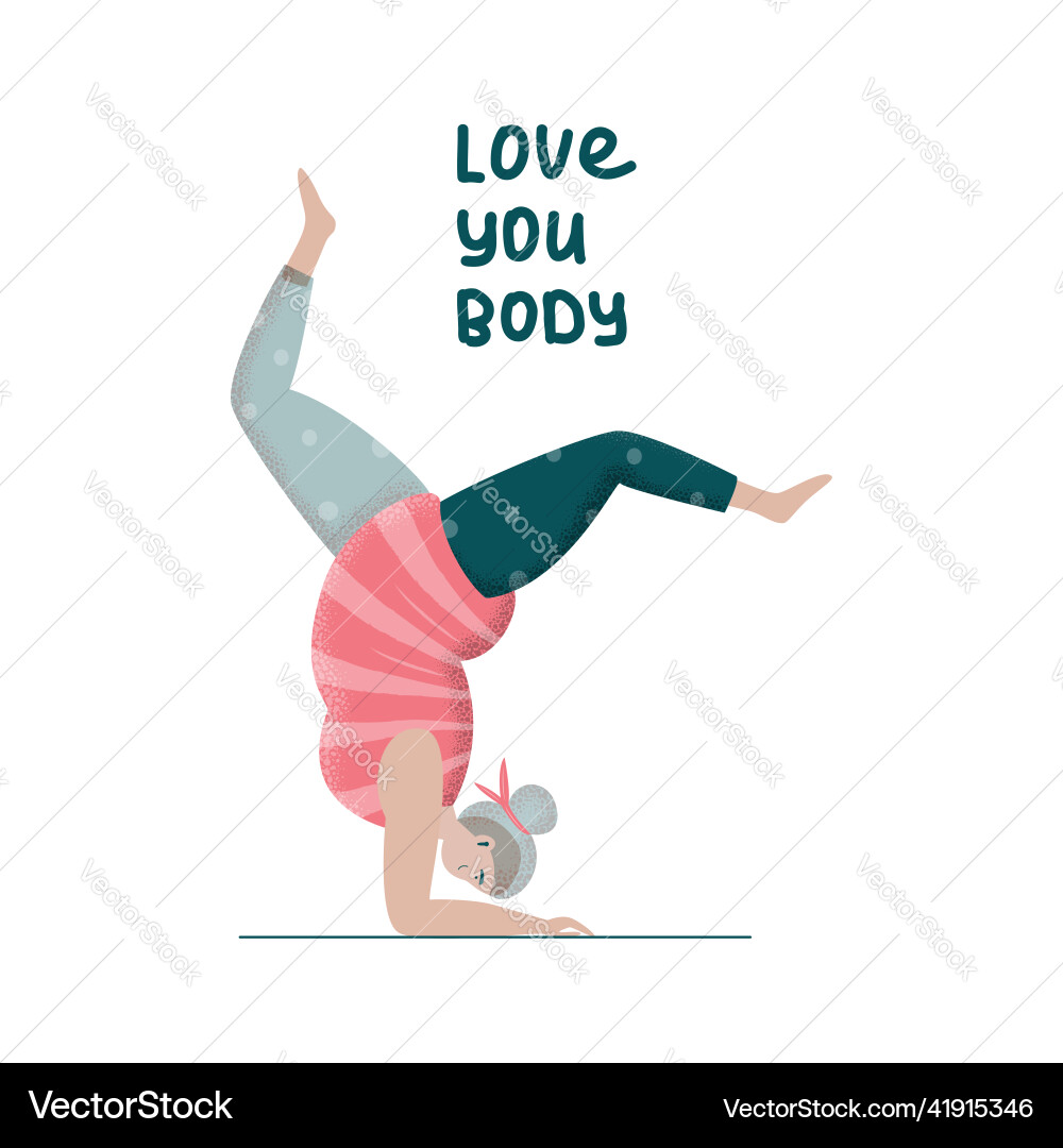 Love your body bodypositive plus size woman doing vector image